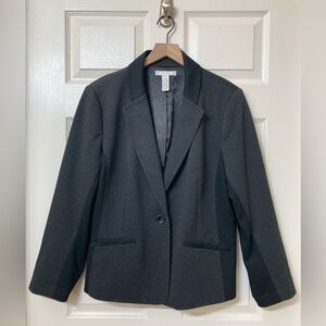 Chico's 3 Black Gray Ponte Knit Blazer Jacket XL Business Casual Career Work